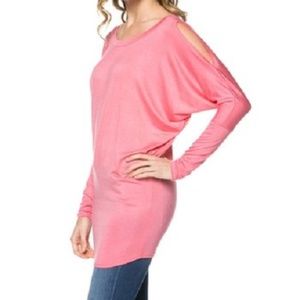 Coral Cold Shoulder Dolman-Serene Blue